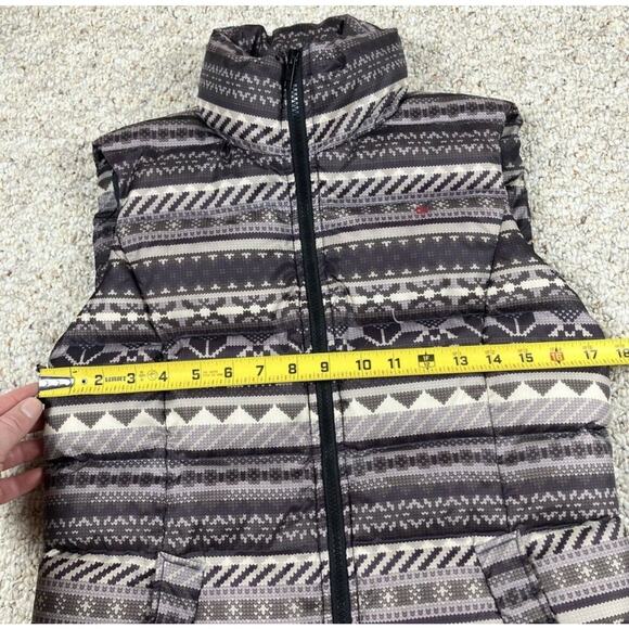 Tommy Hilfiger Puffer Vest S Pixelated Fair Isle Print Button Pockets Down Blend - Picture 8 of 9